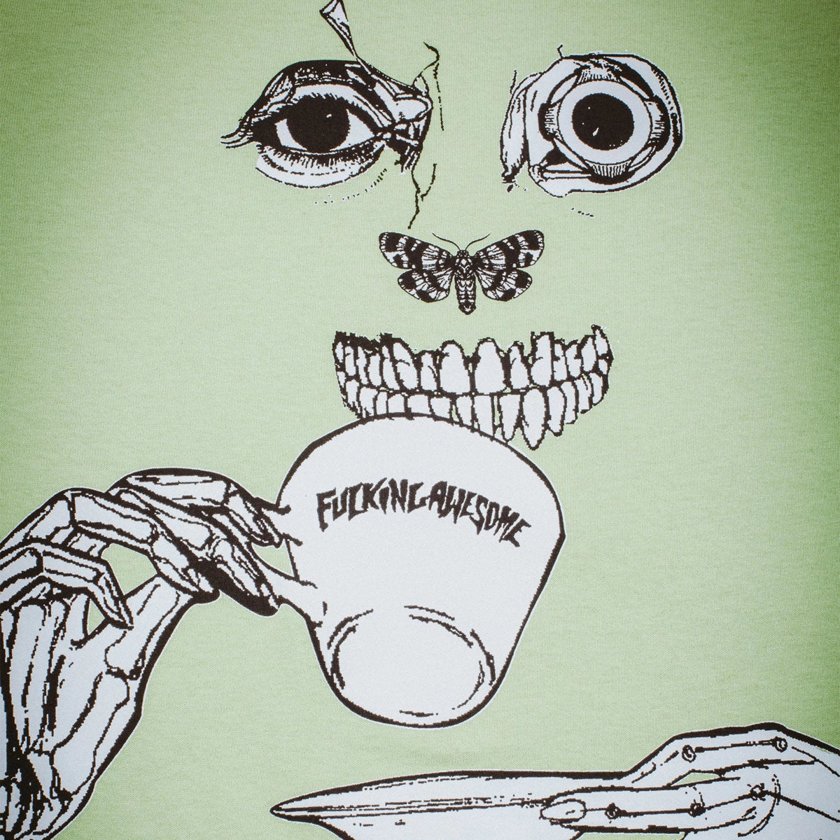 Summer Favorite Comfortable Shape Fucking Awesome Teethface T-Shirt - Lime