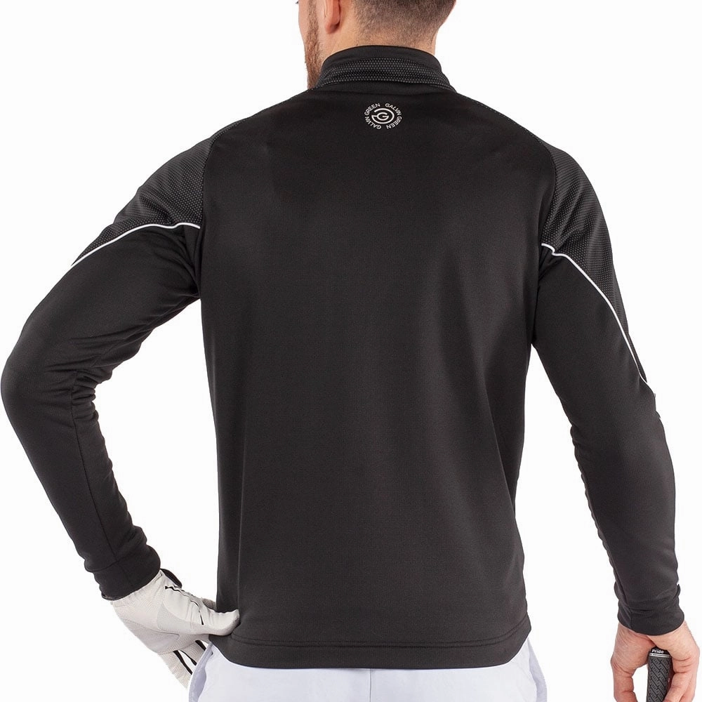 earthy colors logoed Galvin Green Daxton Insula 1/2 Zip Sweater - Black/Granite Grey/White