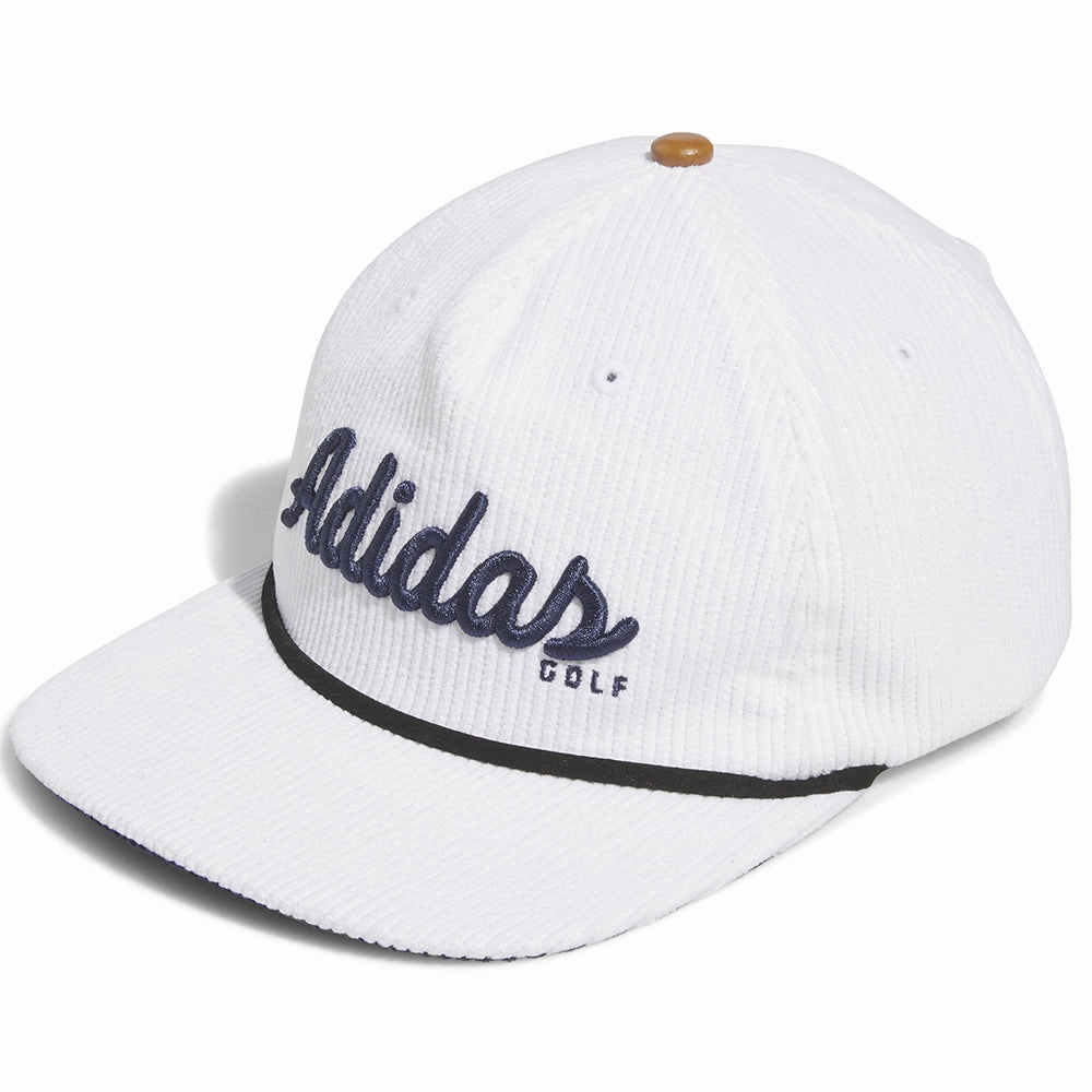 adidas Corduroy Leather 5-Panel Rope Cap - White Church Accessory