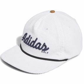 adidas Corduroy Leather 5-Panel Rope Cap - White Church Accessory