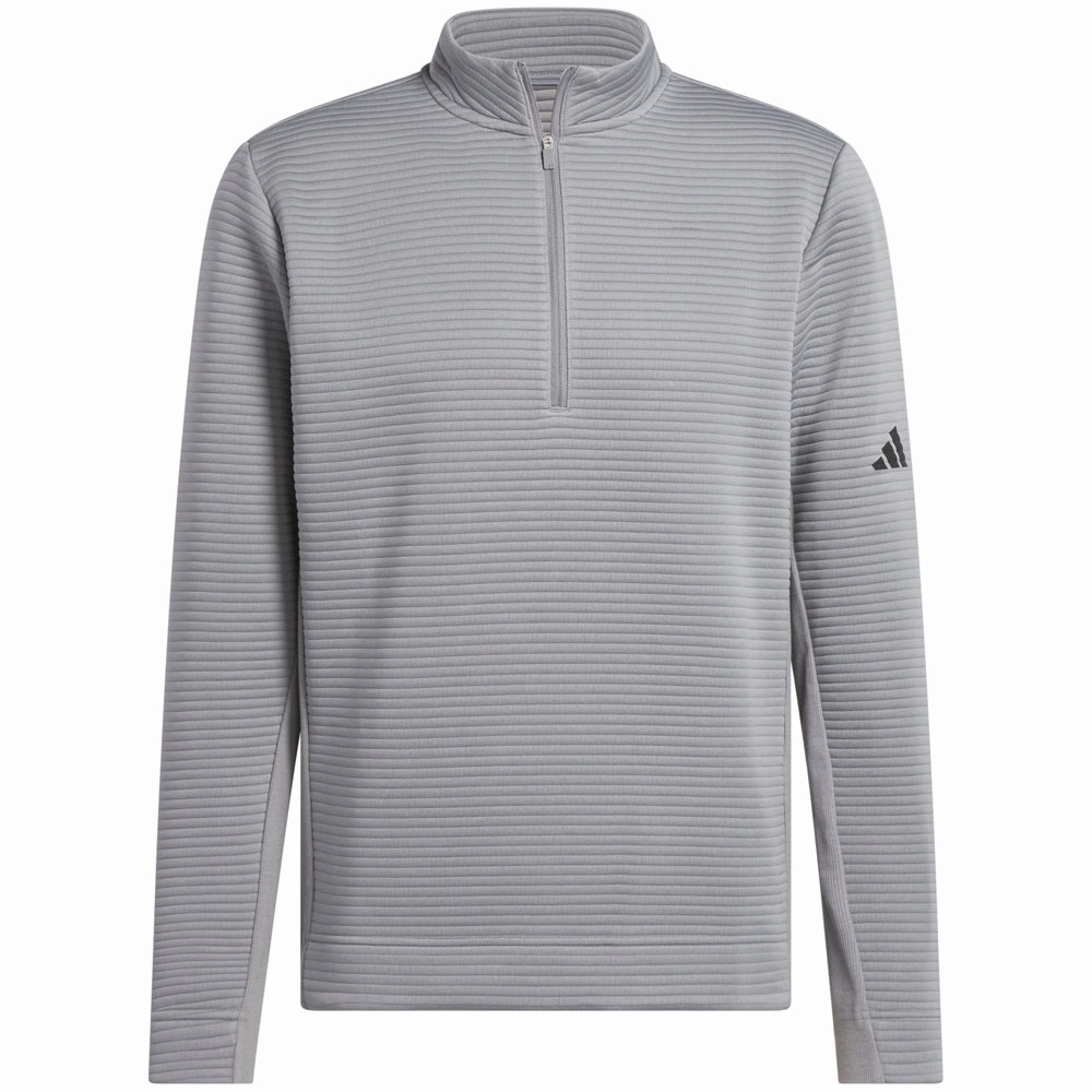 adidas Ultimate365 DWR Textured 1/4 Zip Chest Logo Sweatshirt - Grey Three Long Sleeves hot weather wear