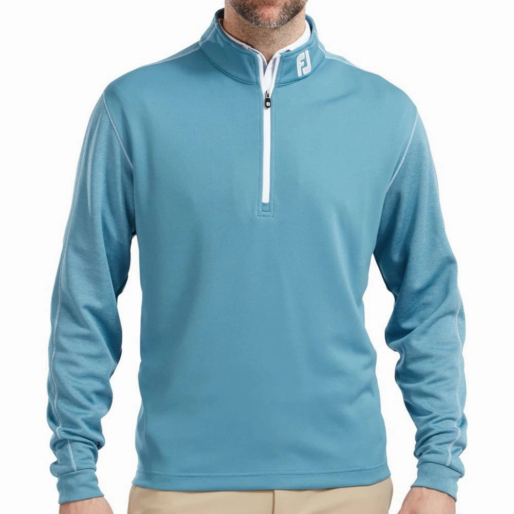FootJoy Tonal Heather Chill-Out Sweater - Storm Blue Oversized Design