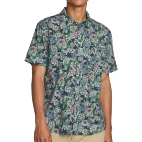 Water Repellent Finish RVCA Botanical Shirt - Garage Blue