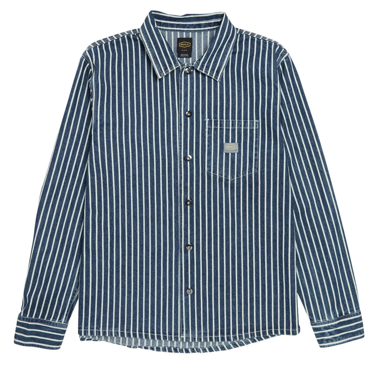 Eco Friendly Material RVCA Dayshift Hickory Long Sleeve Over Shirt - Dark Denim