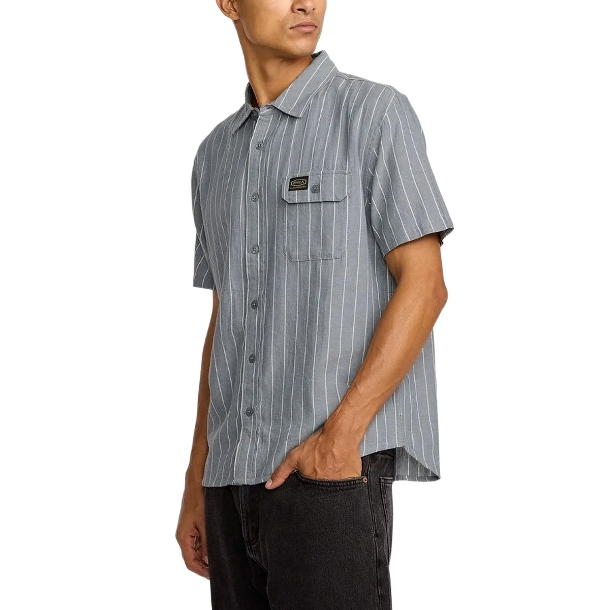 Flexible Knit Anti Odor Treatment RVCA Dayshift Stripe II Shirt - New Chambray