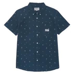 RVCA Exotica Seersucker Shirt - Garage Blue Athletic Cut
