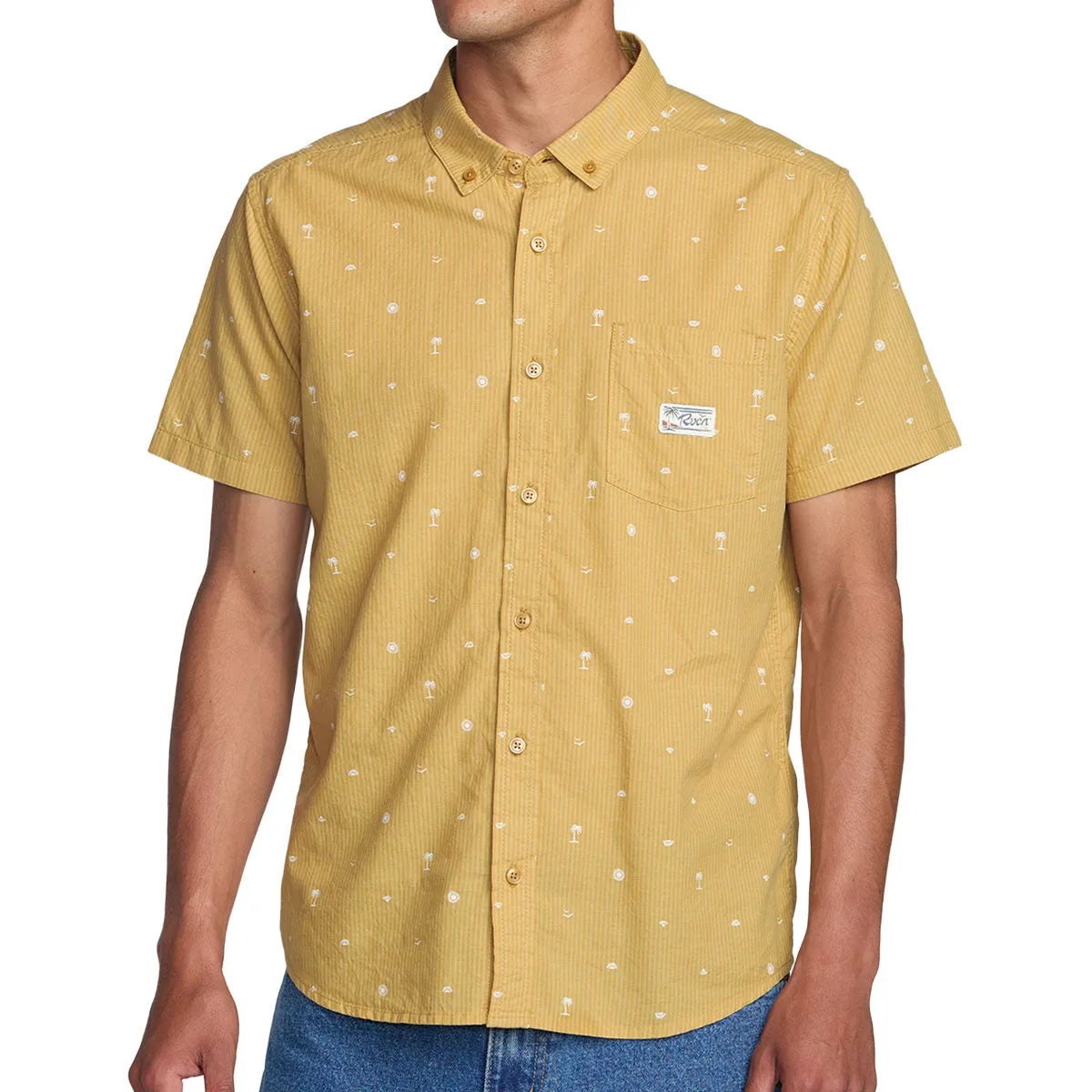 RVCA Exotica Seersucker Shirt - Ochre Effortless Comfort Anti-static