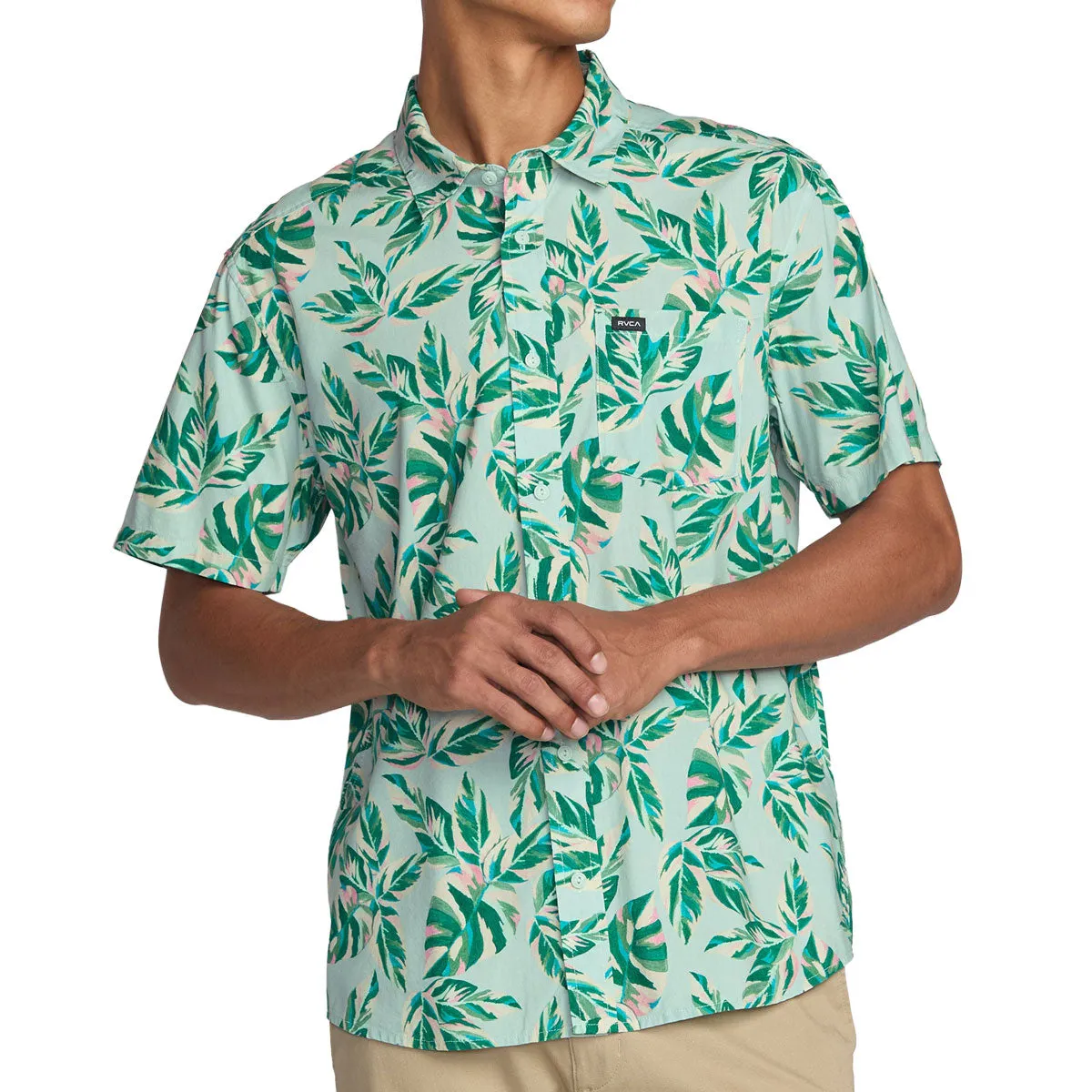 RVCA Morning Glory Shirt - Green Tea Tear Resistant Reinforcement