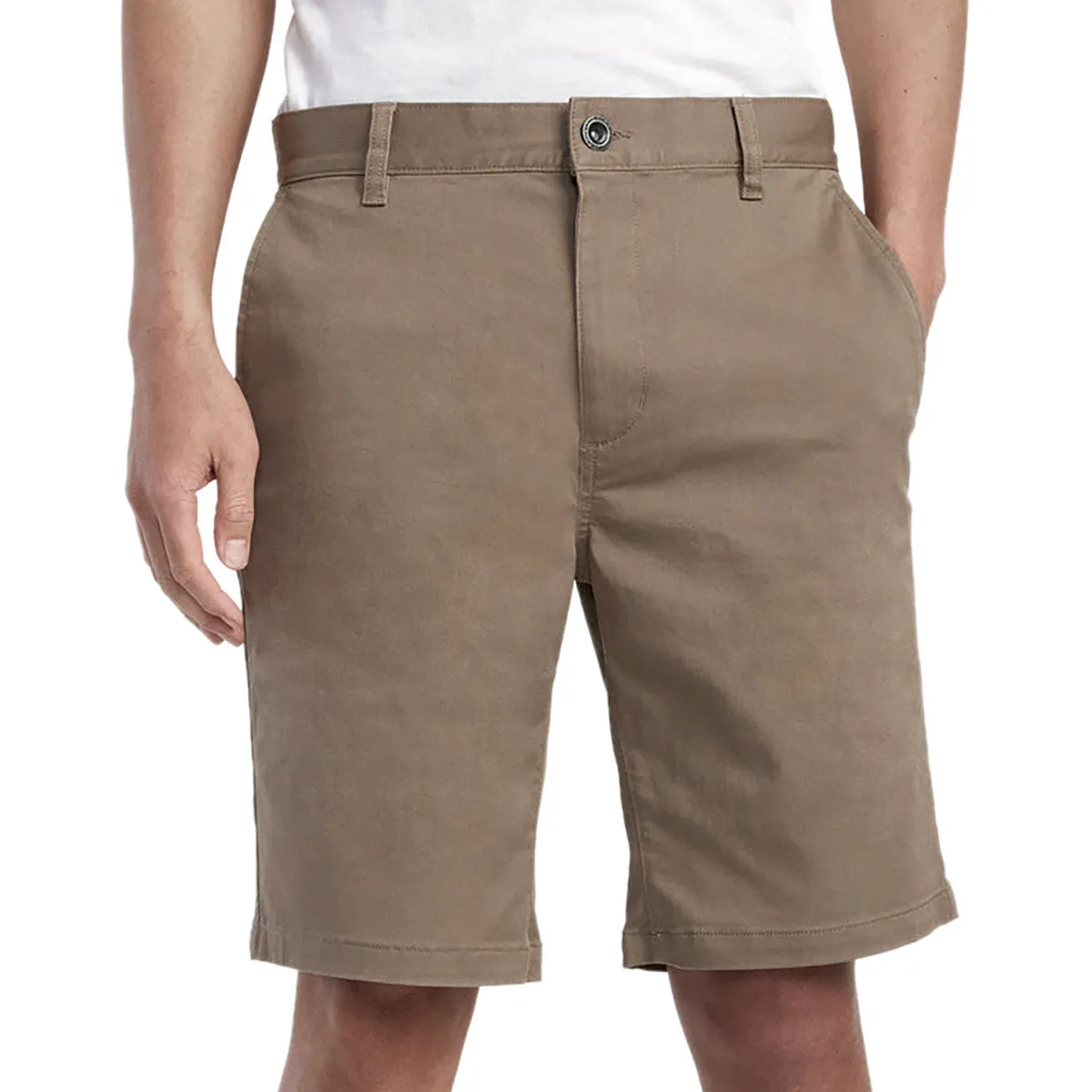 Double Needle Stitching RVCA Weekend Stretch Shorts - New Dark Khaki