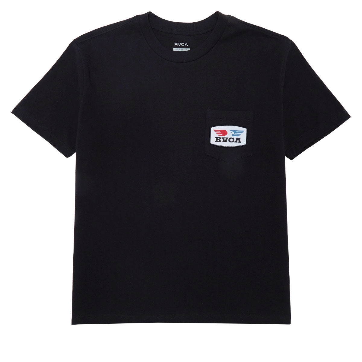 Sporty Appeal Distressed Hem Finish RVCA Soar Pocket T-Shirt - Black