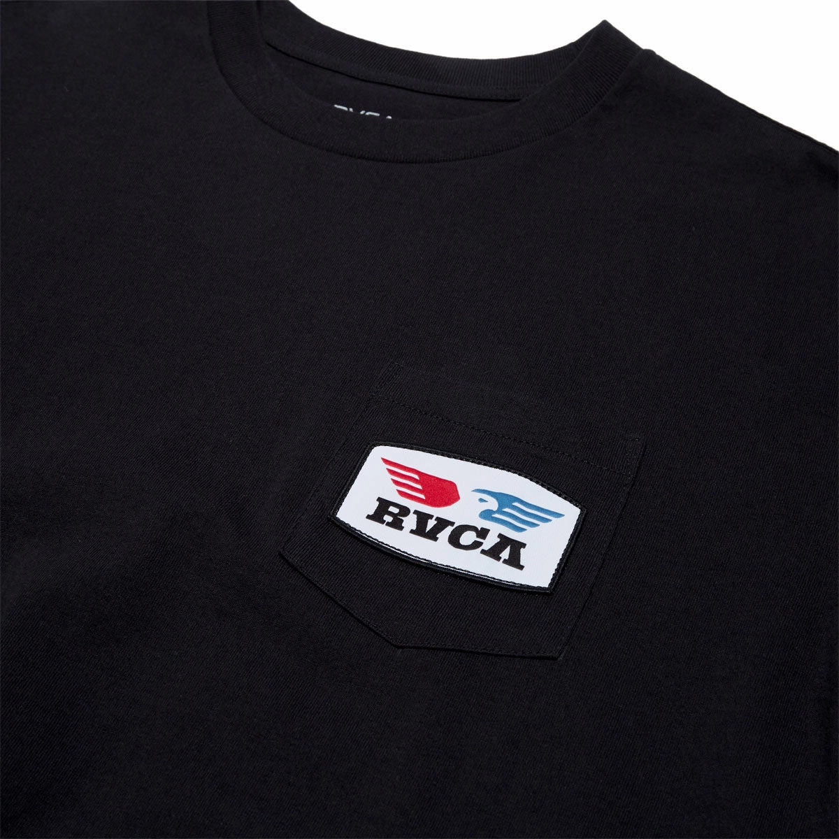 RVCA Soar Pocket T-Shirt - Black Curved Hem hiking clothes