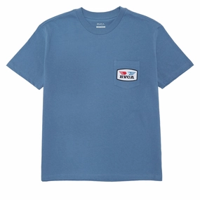 RVCA Soar Pocket T-Shirt - Federal Blue Reinforced Shoulder Seams Zero Waste Production
