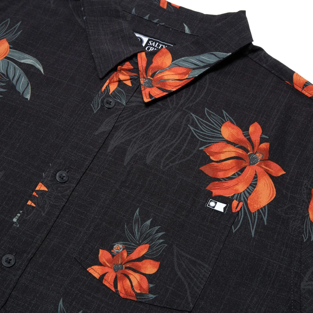 Durable Stitching Loose Fit Salty Crew Bloomin Shirt - Black
