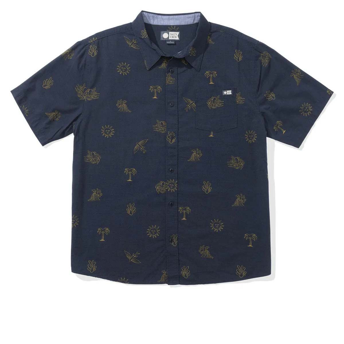 Salty Crew Good Vibes Shirt - Navy Geometric Design Versatile Style