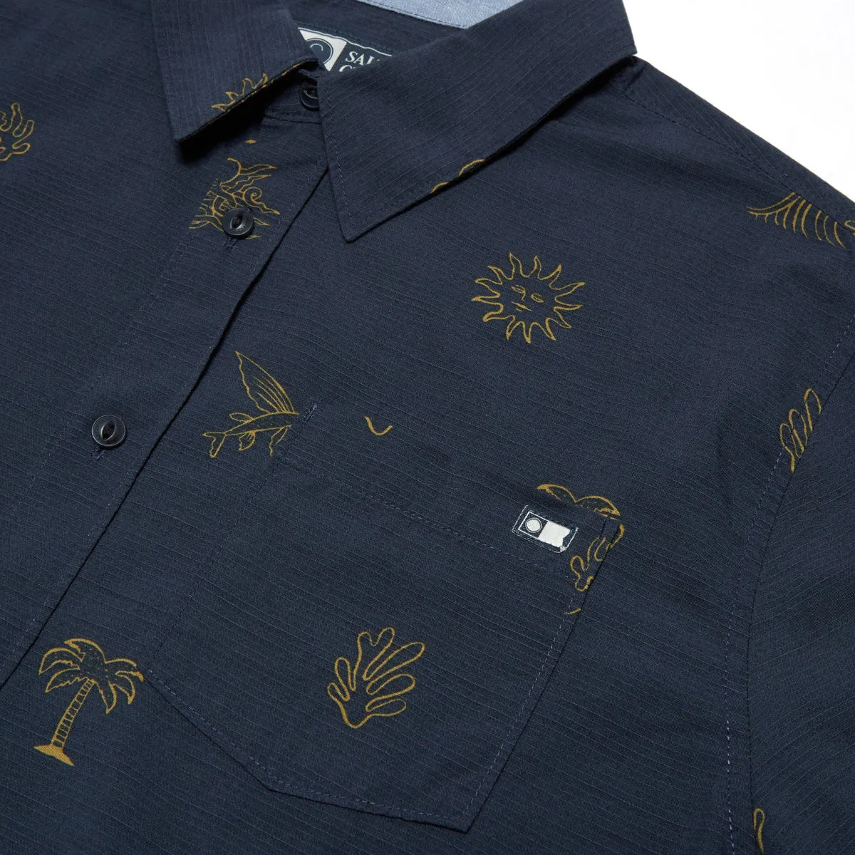Polished Placket Salty Crew Good Vibes Shirt - Navy