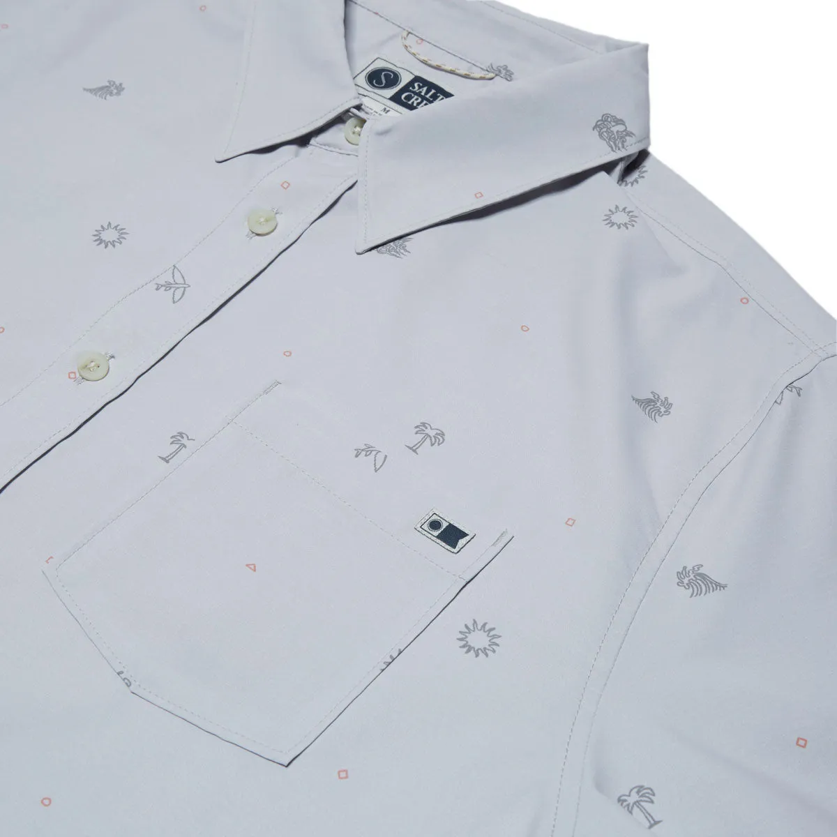 Cooling Mesh Lining Contemporary Style Salty Crew Micro Vibes Tech Woven Shirt - Light Grey