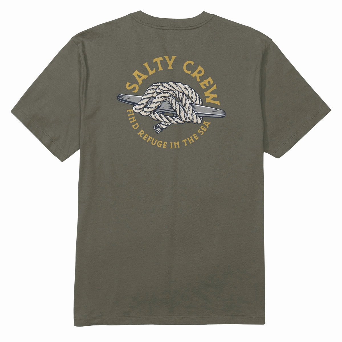Geometric Print Salty Crew Cleat Knott T-Shirt - Dusty Olive