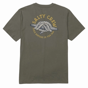 Geometric Print Salty Crew Cleat Knott T-Shirt - Dusty Olive