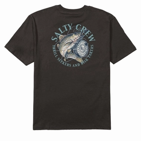 Cool and Chic Floral Print Salty Crew Reel Fly Classic T-Shirt - Black