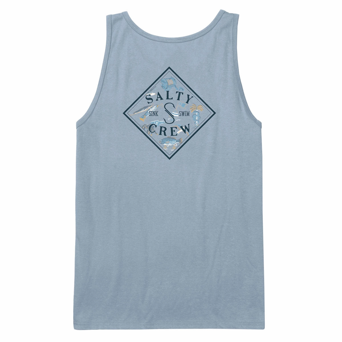 silk material Salty Crew Tippet Fill Tank Top - Blue Fog