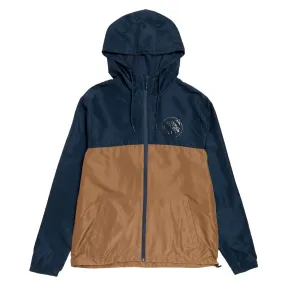 Santa Cruz Opus Dot Chest Hooded Windbreaker Jacket - Classic Navy/Saddle Mid Season Wear Zippered Vents