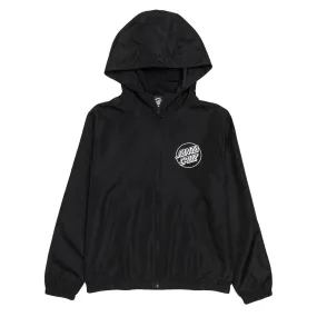 Santa Cruz Youth Opus Dot Chest Hooded Windbreaker Jacket - Black Glow In Dark Trims ReinforcedEdging