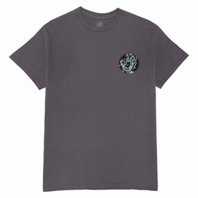 Santa Cruz Hand Dot T-Shirt - Charcoal Lightweight Comfort Ribbed Collar Trim