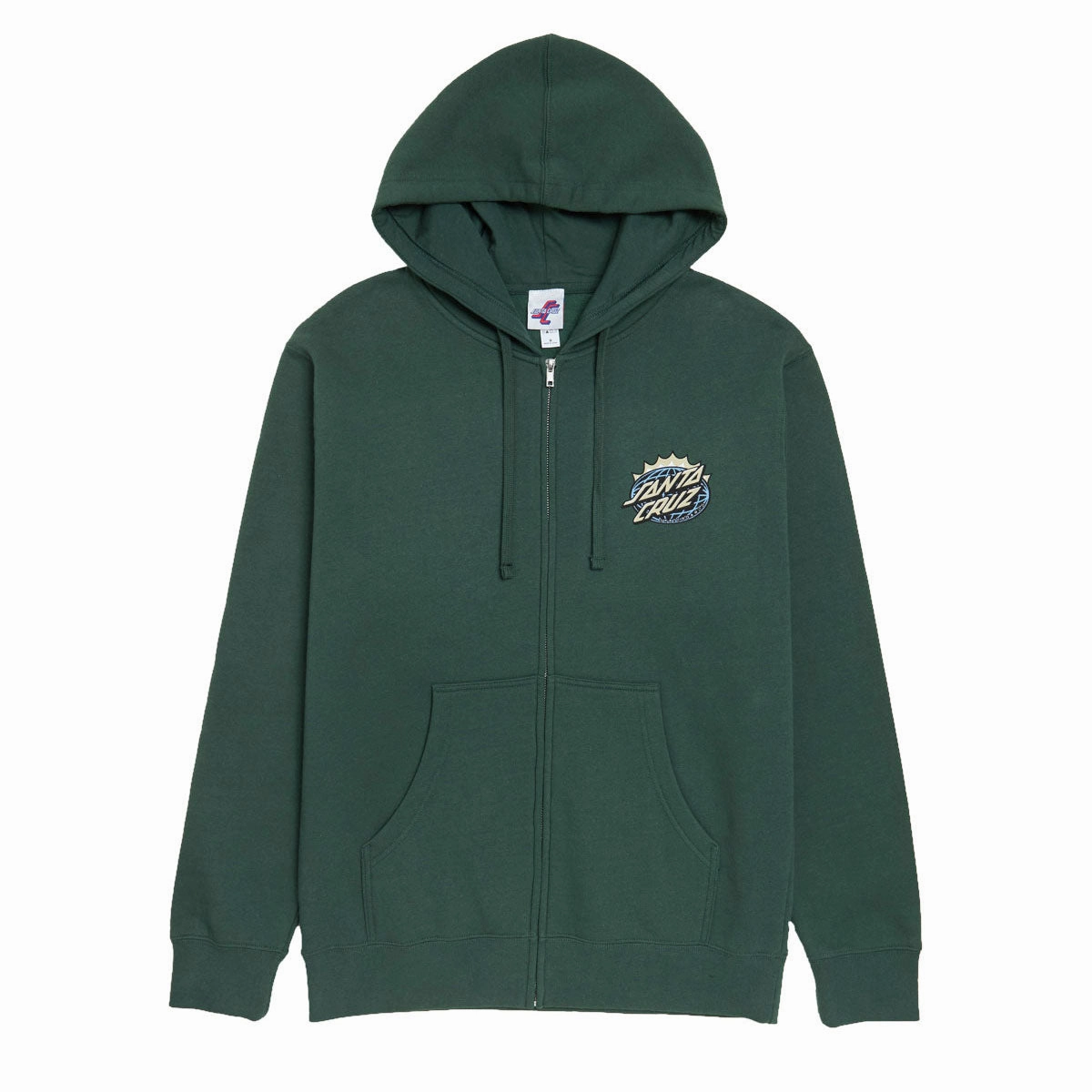 Santa Cruz Kendall End Of The Dot Zip Up Hoodie - Alpine Green Contrast Stitching Accents Moisture Wicking Lining