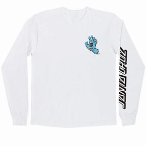 Soft touch finish Men's Santa Cruz Screaming Hand Long Sleeve T-Shirt - White