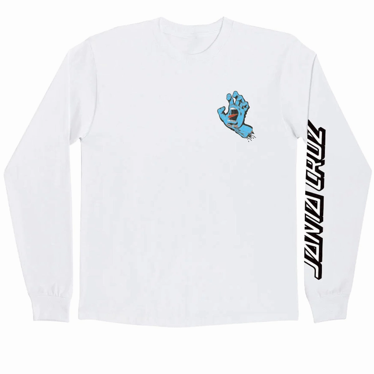 Soft touch finish Men's Santa Cruz Screaming Hand Long Sleeve T-Shirt - White