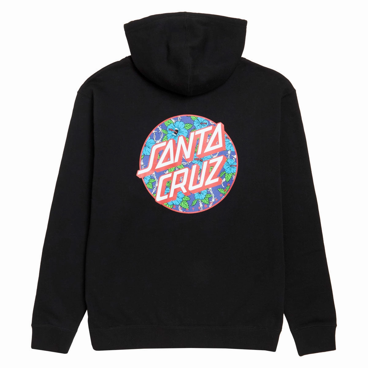 Bold Street Santa Cruz Screaming Hibiscus Dot Zip Hoodie - Black