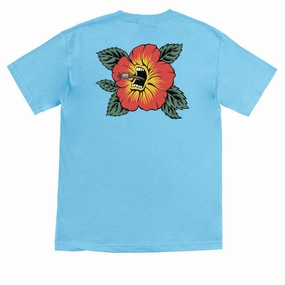 Santa Cruz Screaming Hibiscus T-Shirt - Light Blue Casual Elegance hypoallergenic material