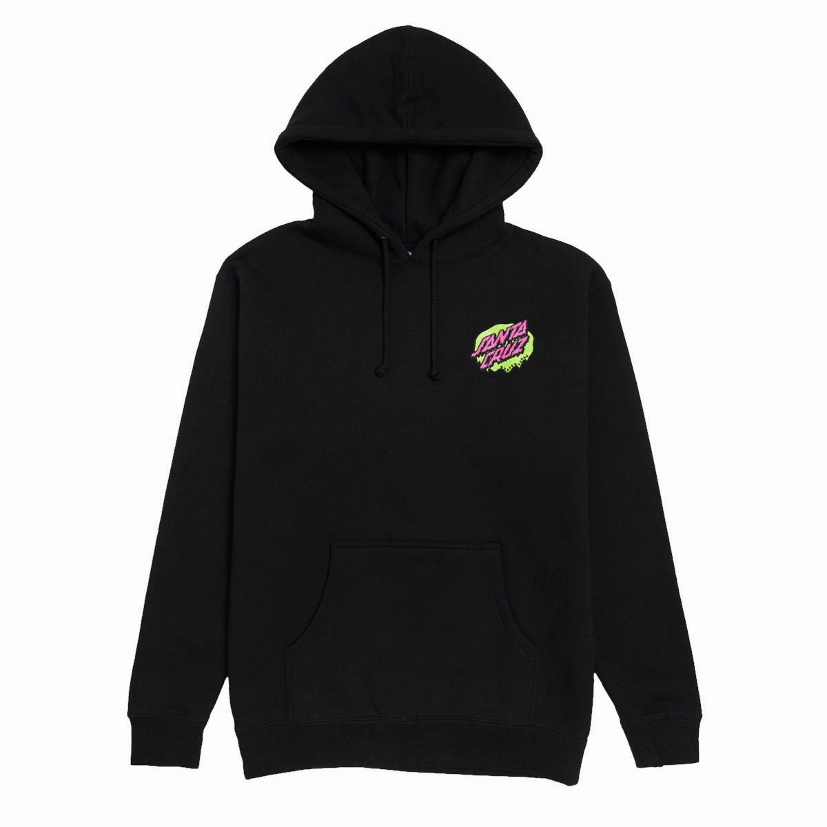 Tassel Details Zippered Closure Santa Cruz Slime Scream Hoodie - Black