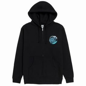 Santa Cruz Wave Dot Zip Hoodie - Black/Teal Unique Design