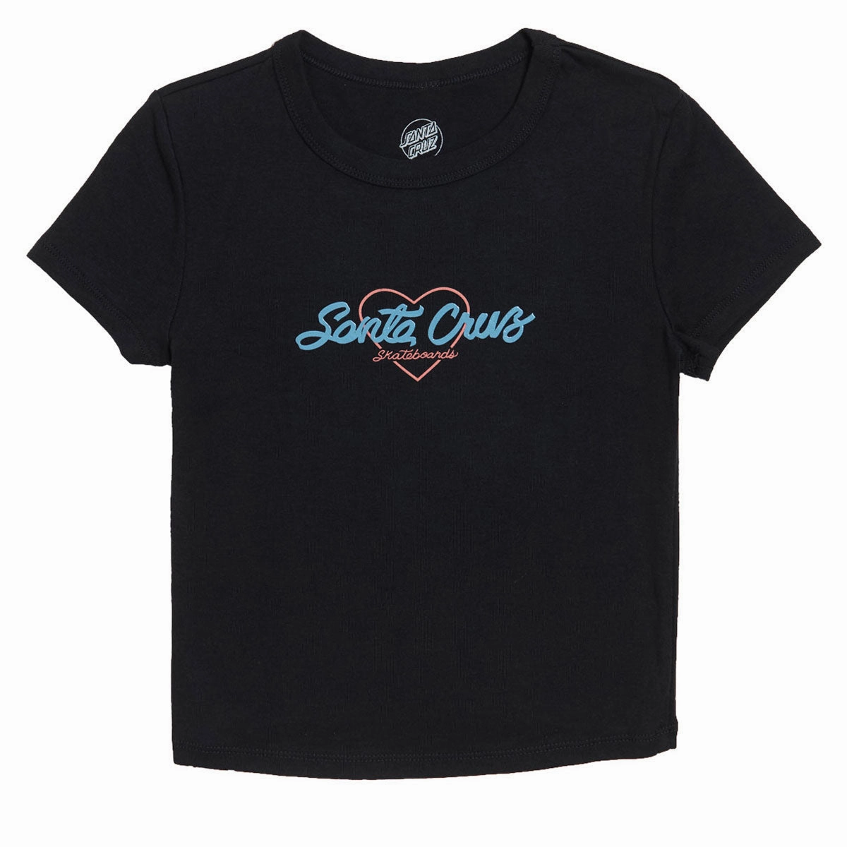 Santa Cruz Womens Love Script Center Cropped T-Shirt - Black Cozy Feel Wrinkle Resistant Cloth