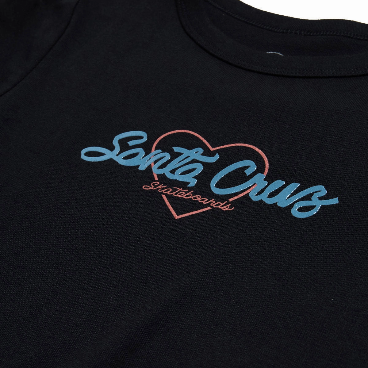 Santa Cruz Womens Love Script Center Cropped T-Shirt - Black Chic Vibe
