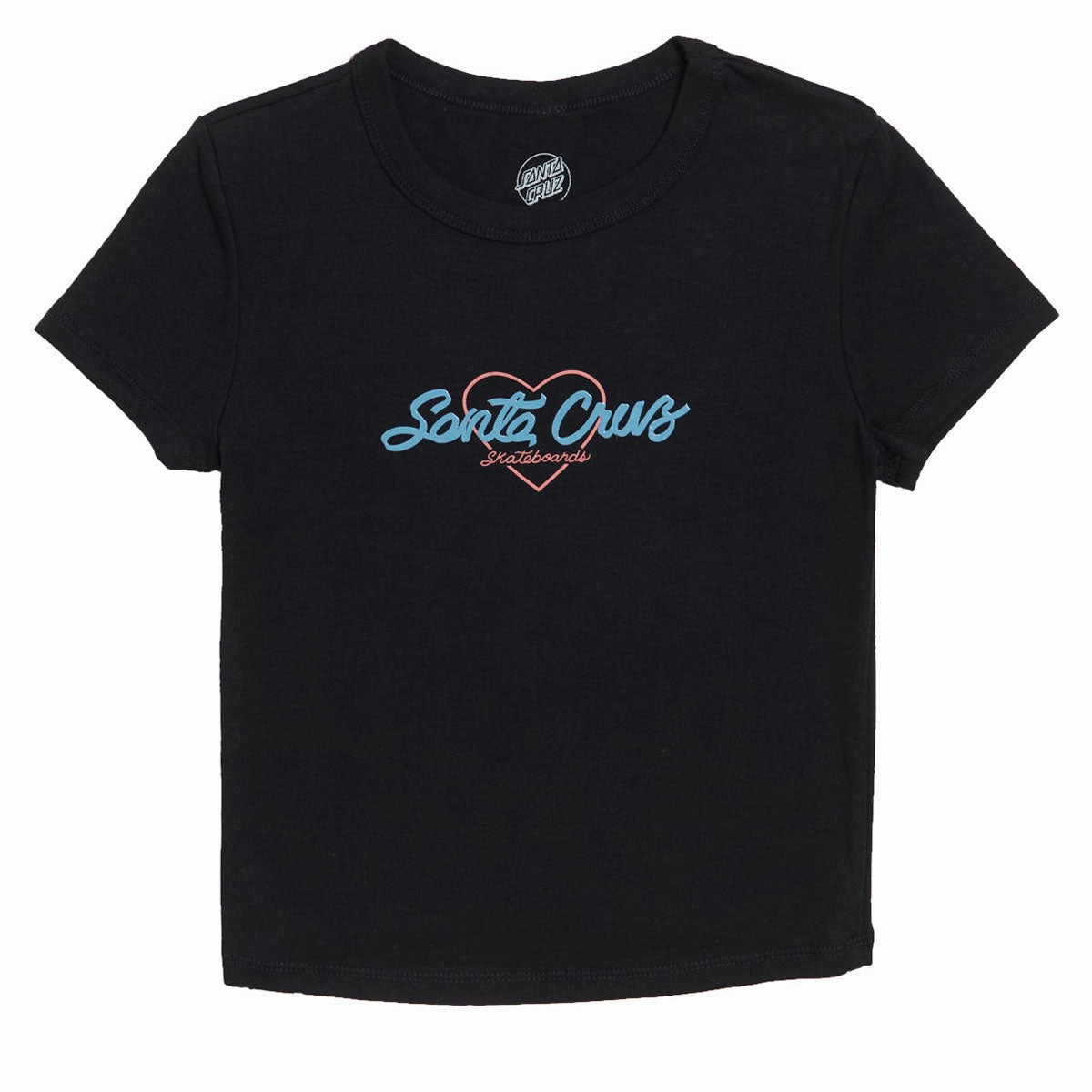 Loose Design Santa Cruz Womens Love Script Center Cropped T-Shirt - Black Chilly Layering High Mobility