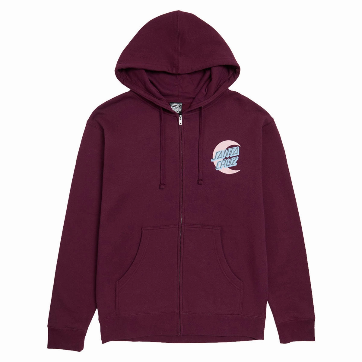 Santa Cruz Womens Moon Dot Relaxed Zip Up Hoodie - Maroon Water resistant coating