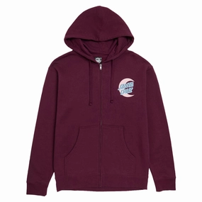 Odor Control Treatment Pastel color Santa Cruz Womens Moon Dot Relaxed Zip Up Hoodie - Maroon