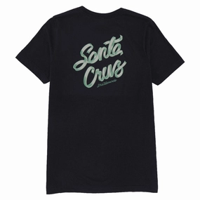 Santa Cruz Womens Ribbon Script Relaxed T-Shirt - Vintage Black SoftenedTexturedWeave Easy Wear Style
