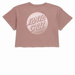 Santa Cruz Womens Tone Stamped Dot Cropped T-Shirt - Hazy Pink Value for Money Garment Dyed Finish
