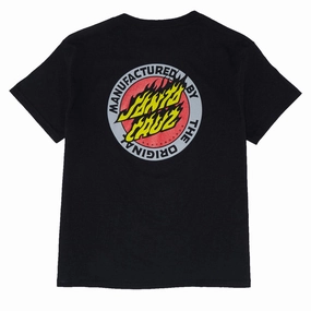 Stylish and Cozy Easygoing Design Santa Cruz Youth Flamed MFG Dot T-Shirt - Black