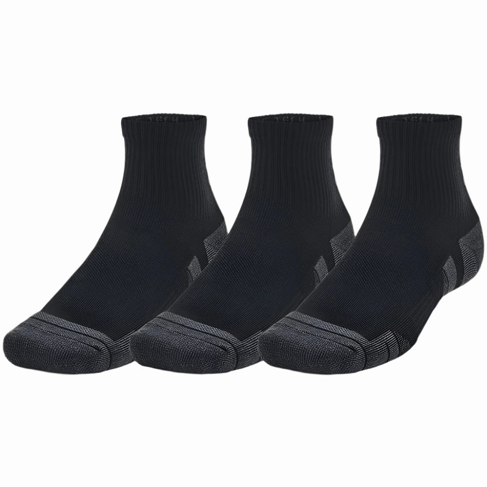 Under Armour Performance Tech Quarter Socks (3 Pairs) - Black/Black/Jet Gray Bright