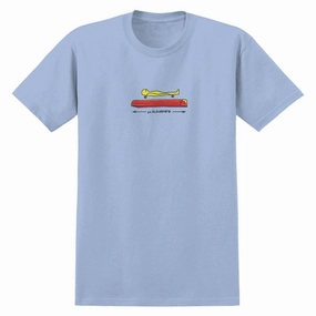 Colorfast Material Geometric Pattern Krooked Koffin T-Shirt - Powder Blue/Multi