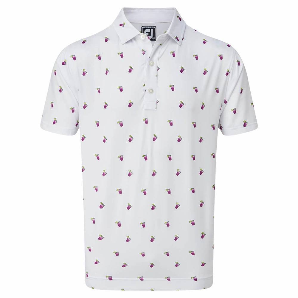 FootJoy Lisle Cocktail Print Polo Shirt - White Premium Material