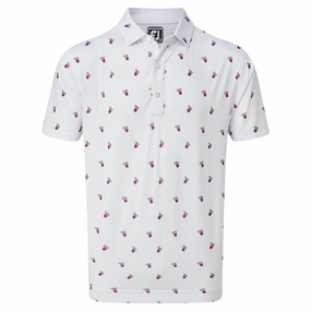 FootJoy Lisle Cocktail Print Polo Shirt - White Premium Material