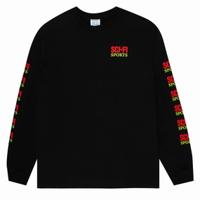 Cozy Fit Simple and Light Sci-Fi Fantasy Sports Long Sleeve T-Shirt - Black