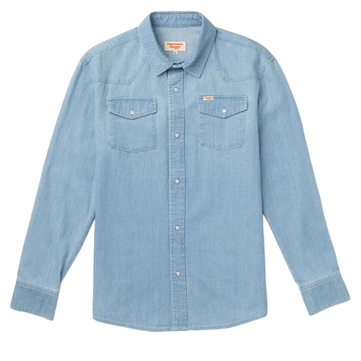 Stylish Design Seager Reagan Long Sleeve Pearl Snap Shirt - Light Wash
