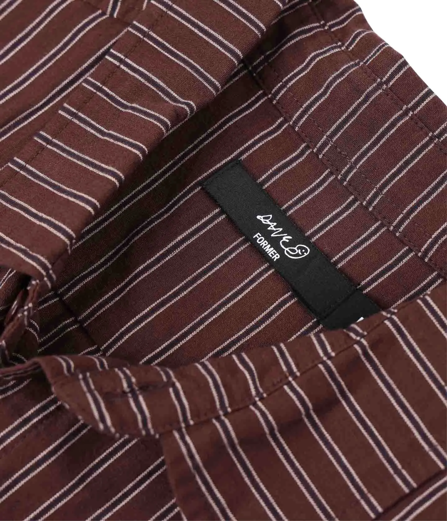 No Chafe Edging Unstructured Shoulder Former Reynolds Stripe Shirt - Brown