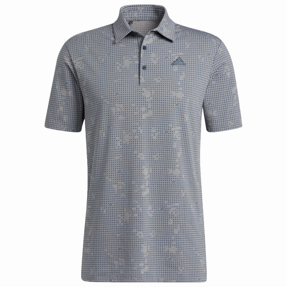 adidas Night Camo-Print Primegreen Polo Shirt - Grey Three Mel/Crew Navy Zero Waste Production